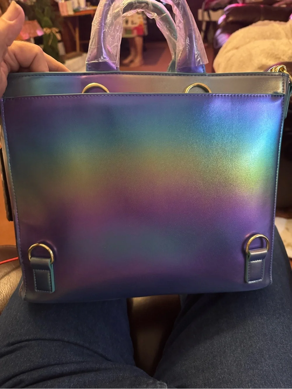 Loungefly Iridescent Blue-Purple Sorcerer Mickey Velvet Satchel